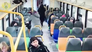 Sissy Man Breaks the Nose of a Female and her Friend who Won't Let Him off the Bus lol