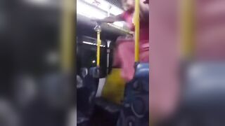 Crazy Lady on Public Transport loses her Pink Skirt