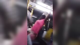 Crazy Lady on Public Transport loses her Pink Skirt