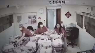Nurses Work Together to Secure Newborn Babies during Earthquake in Taiwan