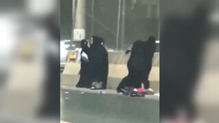 Woman in Hijabs Drop their Babies as they Brawl in the Street