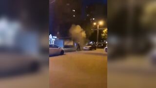 Kid getting his Arse Kicked uses a Grenade to Save Himself