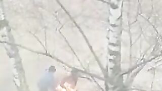 Sad Man in Russia went out to the Woods to Self Immolate..Death by Fire