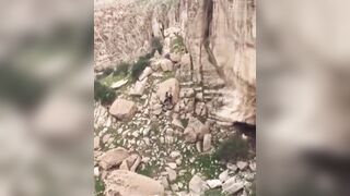 Double Riders Fall Off Zipline and Hit Giant Rock