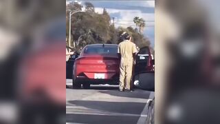 Black Man Knocks Out Much Older Lady in Road Rage Incident