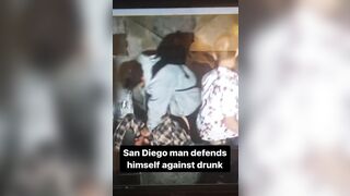 Kid in Backpack Defends Himself against Drunk Man with Breaking his Arm