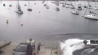 Dude Falls out of His Boat then Gets Runover by it Several Times.