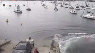 Dude Falls out of His Boat then Gets Runover by it Several Times.