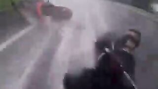 INCREDIBLE Moment a Biker Saves his GF Life Holding onto Her Tight During High Speed Accident.