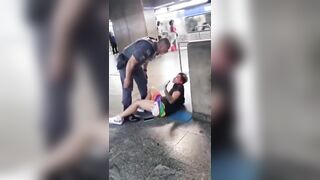 Woman is Slapped by a Military Police in the Subway station of Sao Paulo, Brazil