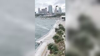 High Winds take Water Skier Directly into Concrete Wall