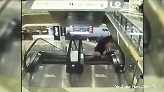 Strong Images: Grandma holding Baby loses Balance on Escalator and Drops the Baby. (See Info)