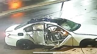 Speeding Car in Brazil hits Concrete Building. Passengers Struggle, One back Passenger was Killed.