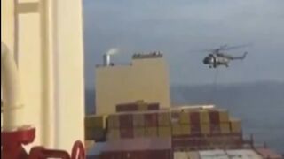 Just Now: Iran getting Involved? Video shows Iranian Forces taking Over Israeli Controlled Ship in the Strait of Hormuz (See Info)