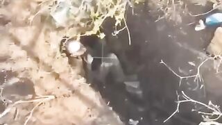 Russian Soldier Blows his Head Off before Drone can get Him..