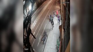 Hitman in Colombia Kills his Target from Around the Corner (Green Sweatshirt)
