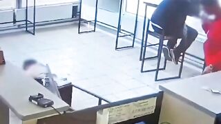 Woman is Knocked Right Off her Feet by Drunk Boyfriend in the Bank..