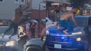 GTA In Real Life: Jumping From Mercedes Hood Straight Onto a Moving Cop Car