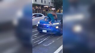 GTA In Real Life: Jumping From Mercedes Hood Straight Onto a Moving Cop Car