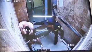 Woman is Attacked in an Elevator until Heroic Bad Ass Guard shows Up to the Rescue