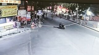 Police Setting Up Inspection Area Kill a Motorcyclist not Paying Attention
