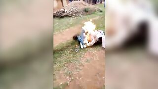 Accused Thief Tied Up and Set on Fire by Villagers..