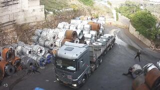 Crazy Work Accident in Israel Kills a Man trying to Stop the Impossible. A Big Roll of Steel Coil