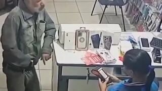 Old Pervert Exposes Himself to Teen Cashier in Brazil....Big Mistake