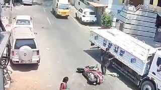 Random Bull in the Street takes Out Motorcyclist...Ha
