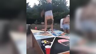 Speaking of Handstands...this one on the Beer Pong Table