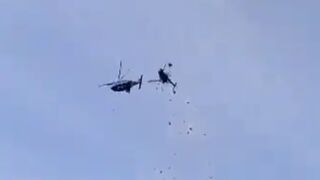 Footage from Directly Underneath Helicopter Collision in Malaysia