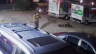 Man is Ejected from his Vehicle all the Way over 2 U-Haul Trucks