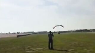 Man Recording Paraglider take off Misses the Best Part...Watch