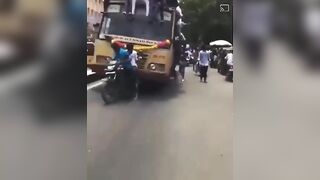Only in India...Bizarre Accident with Bizarre Full Bus