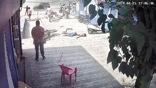 India: Kid getting Beat Already is Run Over by Motorcycle in Brutal Way