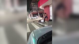 Man is Cornered by 3 She-Males Pulls Machete but Gets Beaten on Street Corner