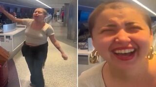 Loudmouth Karen with Shaved Head Snaps at Delta Employees in LAX