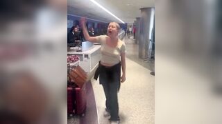 Loudmouth Karen with Shaved Head Snaps at Delta Employees in LAX