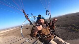 Terrifying moment Motorized Paraglider traveling at 50mph Flips Over and Smashes into the Texas Desert
