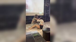 Guy gets Involved in his Girl's Fight with Another Girl inside Social Club (Girl throws Hot Water All over Female)