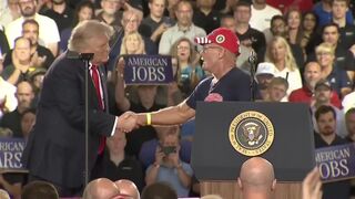 AWESOME! This MAGA auto workers patriot just stormed the stage and WENT OFF
