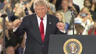 President Trump breaks out his signature dance moves to "YMCA"
