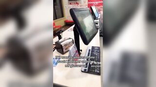 A foul-mouthed black woman berates a white female dominos employees.