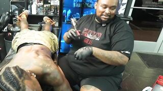 White Female Cop SWATS 2 Black Streamers live doing Tattoos