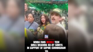 WNBA fan hackel teen girls wearing XX-XY shirts in support of Sophie Cunningham