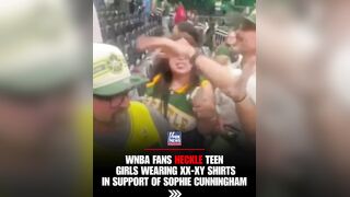 WNBA fan hackel teen girls wearing XX-XY shirts in support of Sophie Cunningham