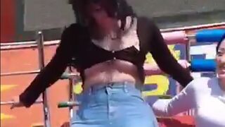 Is She having an Orgasm or just Really has No Idea how to Ride this Amusement Park Ride