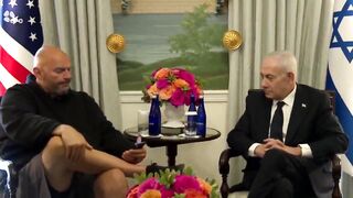 Fetterman legs crossed in shorts for meeting with Netanyahu