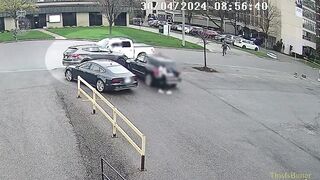 Surveillance video shows York Regional officer struck by vehicle during auto theft