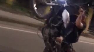 Dangerous Wheelie puts Rider into Violent Seizure